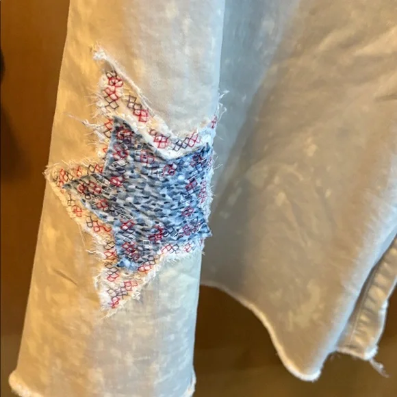 Easel Cream Flare Jeans with CustomPatches; Size L